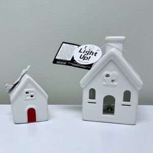 New Hobby Lobby Ceramic light up ceramic houses heart cutouts, Valentines decor